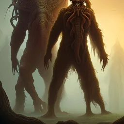 fantasy art, book cover, upper body of character from call of cthulhu, with a son that almost ate a cookie from hell