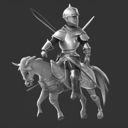 little knight on the horse in armor with lancet charging, line art , black pencil picture