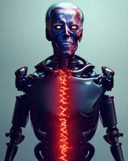 Terminator, Joe Biden as a Terminator,skeleton, evil, 8k, red glowing eyes