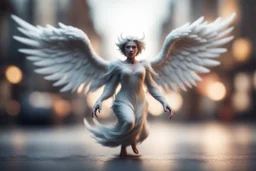 motion blur swooping monster angel bokeh like f/0.8, tilt-shift lens 8k, high detail, smooth render, down-light, unreal engine, prize winning