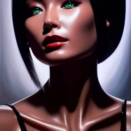 Ultra detailed fullbody Portrait in oil on canvas of female busty Robot Neo from matrix,extremely detailed digital painting,ultrarealistic skin,intense stare, extremely detailed face, crystal clear eyes, mystical colors ,perfectly centered image, perfect composition, rim light, beautiful lighting,masterpiece ,8k, stunning scene, raytracing, anatomically correct, in the style of Simon Bisley and uncannyknack and Ohrai Noriyoshi and robert e howard and Steve Jung.