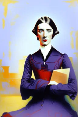 Young Emily Dickinson portrait by Bekir Salim, Fine Art, Art Deco, Abstract Realism, Figurative, high quality, historical