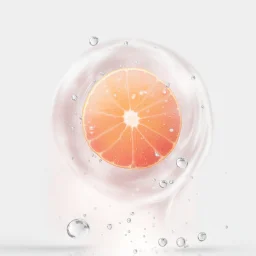 orange in red water drops, transparent background