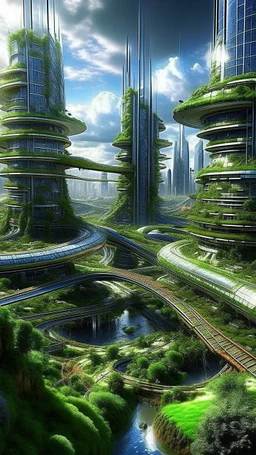 futuristic megapolis nature