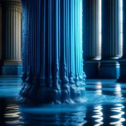 water flowing against a pillar, motion blur, 8k, downlight, soft light, depth of field, photorealism, trending on art station, lotsa detail