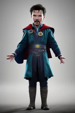 Doctor strange toddler, serious, full body, jump, bokeh, hyper realistic