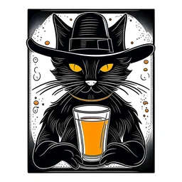 Cowboy Cat Print, Retro Drink Poster, Cowboy Cat Milk Posters, I'm Drinking Milk Prints, Kitchen Decor, Funny Cat Print, Black Cat Poster,design, vector graphic, colorful, adorable, cute, vector illustration, white background