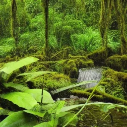 Rainforest, plants, rain, water, river, raindrops, grass, leaves, calming, sweet