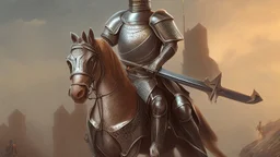 knight in full armour in medieval castle