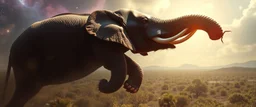 bear ant eater elephant floating in 4 dimensions, goa trance movie poster