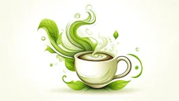 A whimsical illustration of a tea leaf transforming into a milk swirl, symbolizing the perfect blend of flavors.