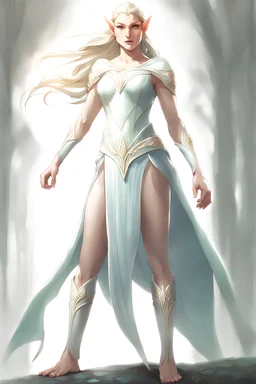 full body curvy muscular princess elf like galadriel in concept art