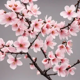 The cherry blossom branches would be depicted with thin and graceful lines, capturing their natural flow and organic structure. The branches may have a slightly wavy or curved appearance, giving them a more realistic and dynamic feel. Buds can be included alongside the fully bloomed flowers, showcasing the different stages of the cherry blossom's life cycle. These buds can be depicted as small, rounded shapes, often positioned close to the main flower or scattered along the branches. Leaves can