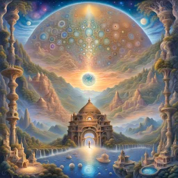 a painting of Quantum Level Psychedelic DMT dimension Dimensional 33 seed in a fantasy setting, a detailed painting inspired by Josephine Wall, trending on deviantart, fantasy art, intricate fantasy painting, highly detailed visionary art, beautiful fantasy painting