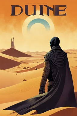 text: "DUNE" book cover art by text: "FRANK HERBERT", digital illustration by Dan Matutina and Clifford Harper, cover art, rich colors, smooth, sci-fi, artistic