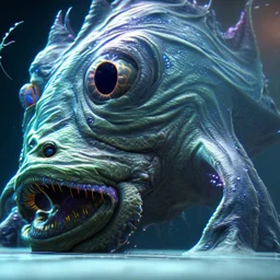 fluid ink angler fish creature, unreal engine 5, 8k resolution, photorealistic, ultra detailed