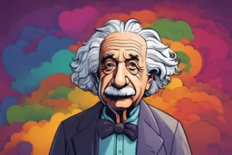 Albert Einstein cartooned like a 3d elephant , brilliant colors with vast background,, Hi- Res, HD, vivid color, clear, focused, sharp, Aesthetic Realism