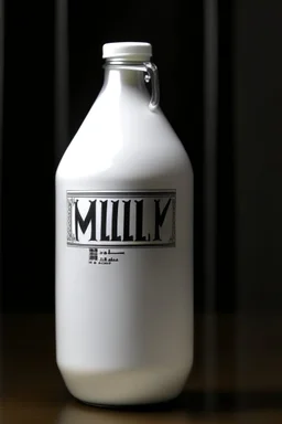 giant milk bottle that says M.I.L.K on it STYLE OF HIROKU OGAI