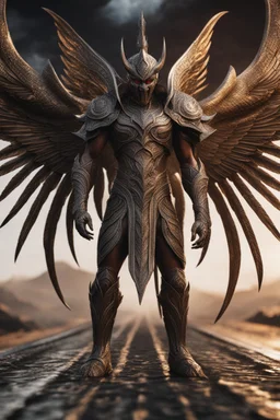 Facing front Monster Demon Wings Full body front glistening oiled shiny, intricate, Exquisite details and textures, highly detailed,photography, sharp focus, tribal background,photography 8k