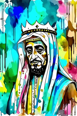 water color art painting of the president Muhammed bin Salman, Picasso, Picasso style, HD --s 750 --v 5.1 --style raw