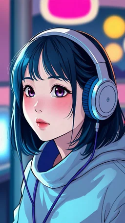 wallpaper,nice girl with headphone