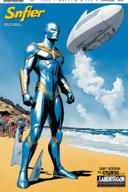 SNIFFIN’ GLUE magazine high res PHOTO COVER by Gary Godel and Moebius: special Landifornia at Hossegor-Capbreton, guest stars: the Silver Surfer and Galactus