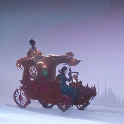 Stow away in magical moving carriage at night Nick Harris style