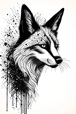 Black and white abstract fox
