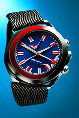 Generate an image of a stylish wristwatch with the Pepsi logo integrated into the design, showcasing the brand's iconic red, white, and blue color scheme.