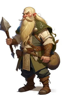 teenage handsome blonde nomadic mountain dwarf with wargong dnd