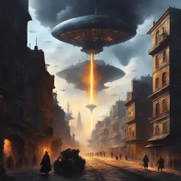 [art by Vadim Voitekhovitch] in the fortified city-state of New Liberty, where steam hisses through the iron streets and the sky is dominated by airships with glowing Aetherium cores. You’ve been tasked to investigate a series of mysterious disappearances tied to the enigmatic Brotherhood of the Rift, a cult-like faction rumored to be attempting forbidden experiments on the Arizona Rift.Whispers of rebellion, racial tensions, and gang wars simmer beneath the surface, threatening to unravel the f