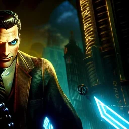 a picture of Andrew Ryan from Bioshock, darker colors, master quality, backlighting, soft lights, full body portrait, in frame, 8k, dark color pallet, perfectly drawn face, well drawn, BioShock