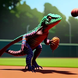 Lizard playing baseball game