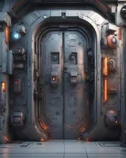 futuristic door hitech technological gadgets HAWKEN photorealistic uhd 8k VRAY highly detailed HDR