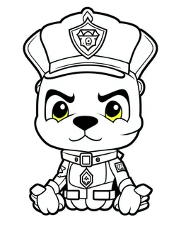 outline art for Paw Patrol Logo coloring page, Japanese manga style, cartoon style, cute face, white background sketch style, full body is a must, only use outline, clean line art, no shadow, bold outline