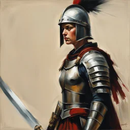 [aquqrelle by Guy Borremans] In the midst of a raging war, amidst the clash of swords and the cries of the fallen, a figure stood tall. A woman unlike any other, her muscles rippled beneath her armor, a testament to her strength and resilience. She was a Roman Centurion, a warrior of unmatched skill, commanding respect from both friend and foe alike.