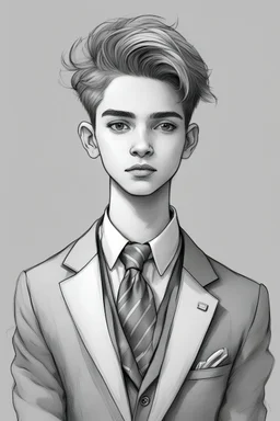 Sketch of a non-binary teenager wearing a suit