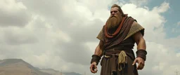 we see an enourmous giant man with ancient clothing