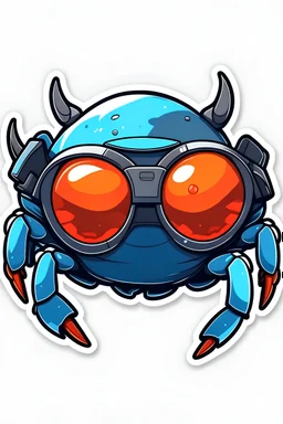 cool crab with goggles stickers