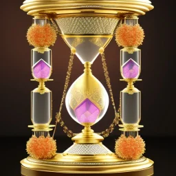 crystal hourglass with a hyerrealistic transparent body, pastel colours flowers and leaves transparent, rococo, Artstation, intricate detailed 8 k, ornate and jewels,