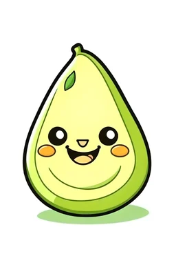 chibi cartoon avocado smiling face with white background