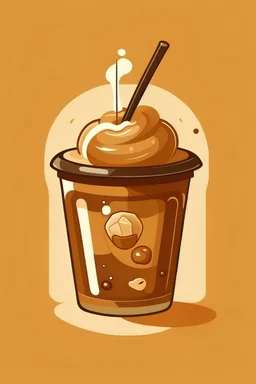 A ice candy coffee jelly logo with shades of brown