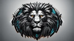 cyberpunk metalic lion logo