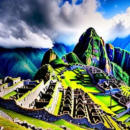 machupicchu , monet style, details, radiant, panoramic