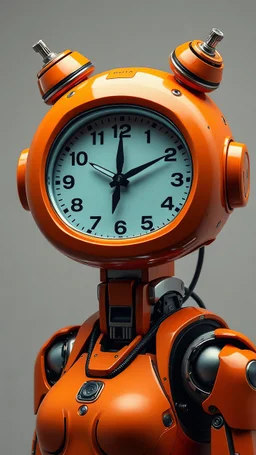 orange woman robot clock