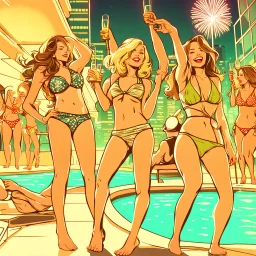 New Year's Eve party with bikinis