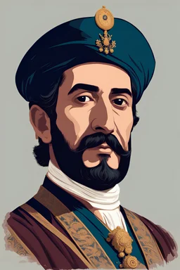 Isma'il Pasha, (اسماعیل پاشا) Khedive, Ismail Pasha, Vector, Illustration, Real, 3/4 view, Digital Painting, flat color, 3/4 view, Position,