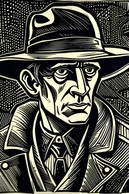 Linocut noir detective