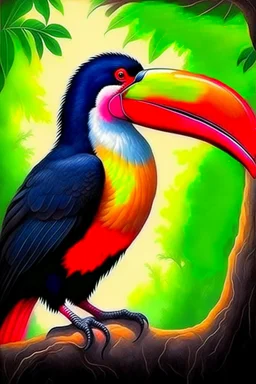 Toucan bird full body, digital art, photo, illustration, digital painting,oil painting, smooth, sharp focus, highly detailed