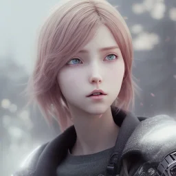 realistic female anime character, early 20s, in the style of "left alive", perfect composition, beautiful, detailed, intricate, insanely detailed, octane render, trending on artstation, 8 k, artistic photography, photorealistic concept art, soft, natural, volumetric, cinematic, perfect light, chiaroscuro, award-winning photograph, masterpiece, oil on canvas, raphael, caravaggio, greg rutkowski, beeple, beksinski, giger, nice eyes